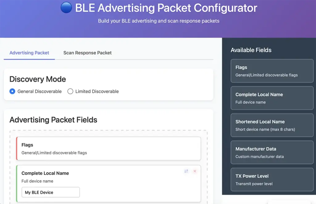 BLE Advertising Tool